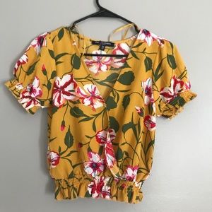 Yellow floral blouse